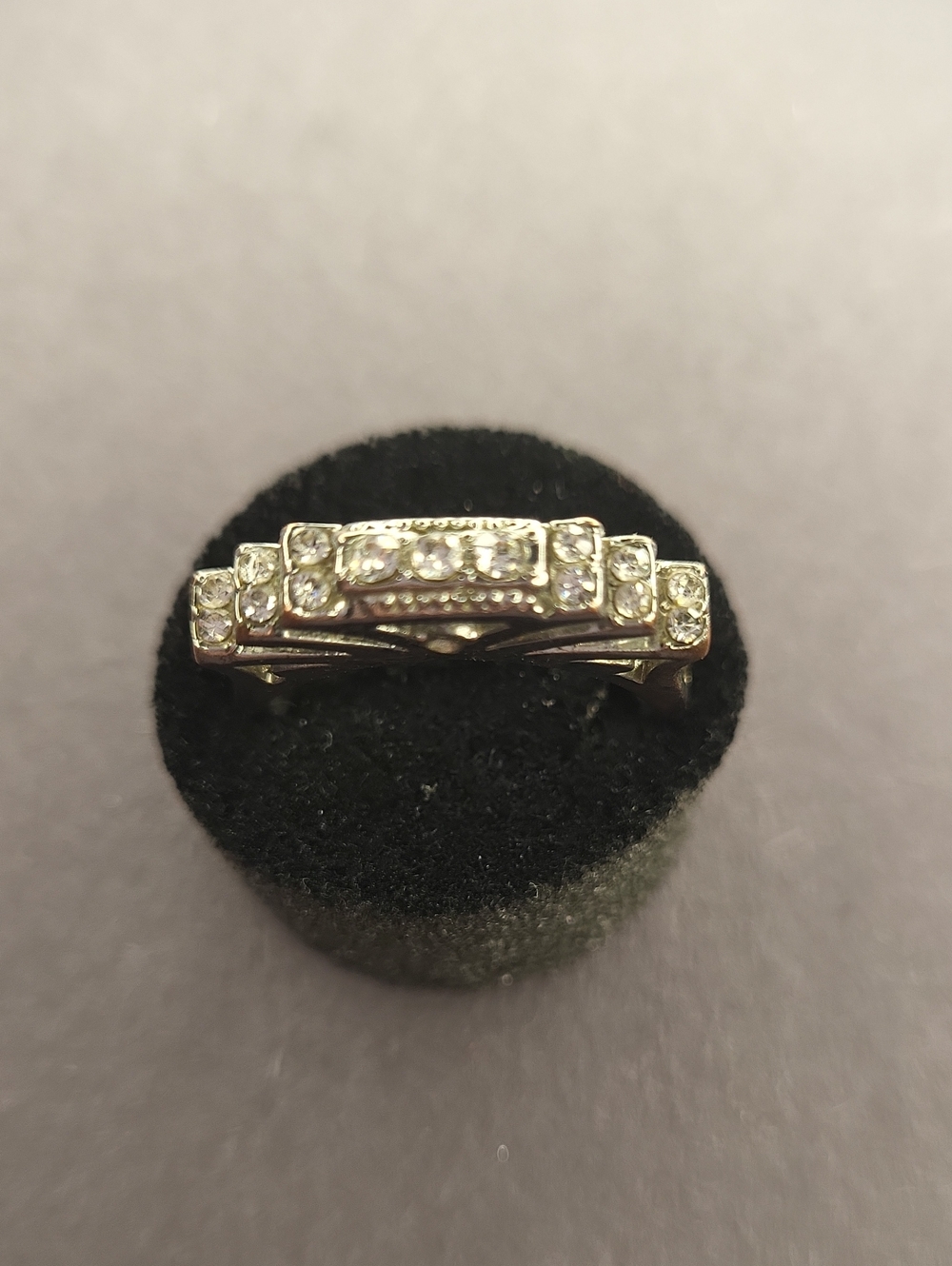 Classic Silver-Tone Crystal Band Ring - White